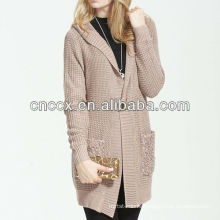 13STC5390 long hooded cardigan sweater
